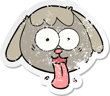 Çizgi filmdeki köpek suratının orijinal üzgün çıkartması soluyor.