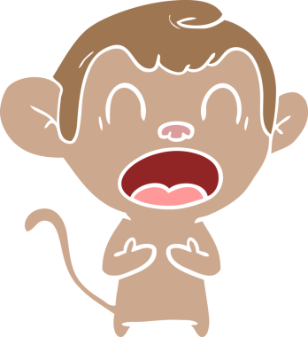 Orijinal bağırma tarzı düz renkli çizgi film maymunu