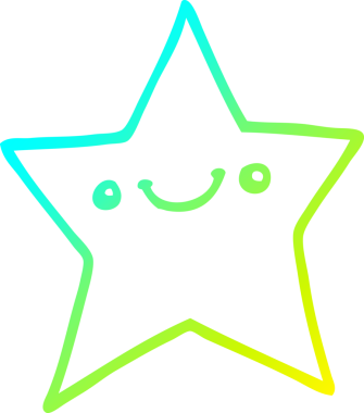 Mutlu bir çizgi film yıldızının orijinal soğuk gradyan çizimi