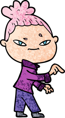 Bir insan tarafından çizilmiş orijinal karikatür kadın.