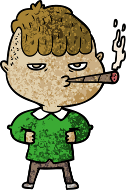 Orijinal çizgi film adamı sigara içiyor.