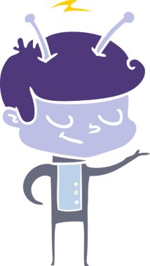 Orijinal dost canlısı düz renk çizgi film uzay adamı