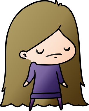 Güzel bir kawai kızının orjinal gradyan çizimi