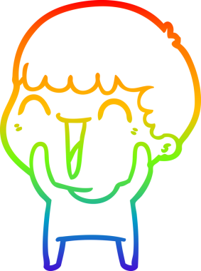 Orijinal gökkuşağı gradyan çizgi çizimi mutlu bir adamın