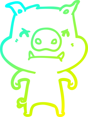 Öfkeli bir domuz çizgi filminin orijinal soğuk gradyan çizimi