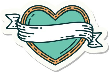 Geleneksel bir kalp ve bayrak stiliyle orijinal dövme çıkartması