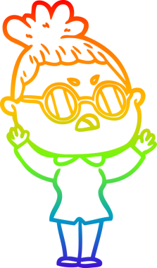 Orijinal gökkuşağı gradyan çizgi çizimi rahatsız bir kadının