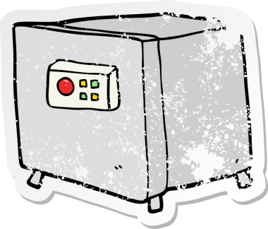 Çizgi film kasasının orijinal sıkıntılı çıkartması.
