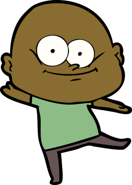 orijinal çizgi film kel adam dik dik bakıyor.