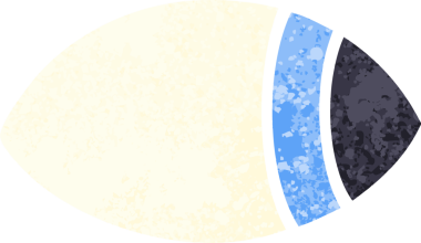 Orijinal retro illüstrasyon tarzı bir göz karikatürü bir tarafa bakıyor