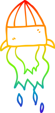 Orijinal gökkuşağı gradyan çizgi çizimi bir çizgi roket fırlatması