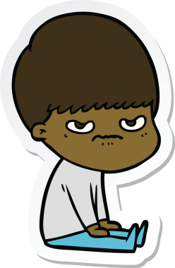 Çizgi film çocuğunun orijinal çıkartması.