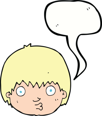 orijinal çizgi film meraklı çocuk konuşma baloncuğu ile