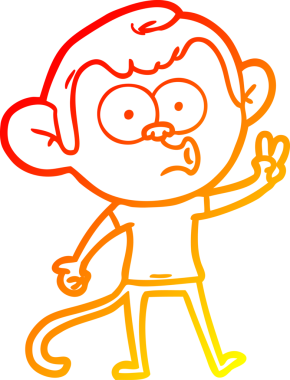 Çizgi film karakteri öten bir maymunun orjinal sıcak çizgi çizimi