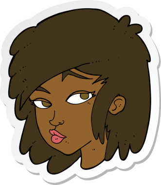 Karikatür meraklısı bir kadının orijinal çıkartması.