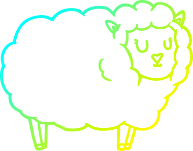 Orijinal soğuk gradyan çizgi çizimi Bir çizgi film koyunu