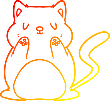 Bir çizgi film kedisinin orjinal sıcak çizgi çizimi