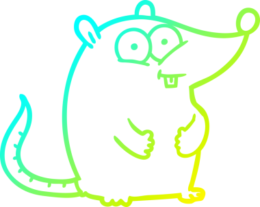 Mutlu beyaz labaratuvar faresi çizgi filminin orjinal soğuk eğimli çizimi