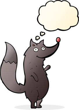 Düşünce baloncuğu olan orijinal bir çizgi film.