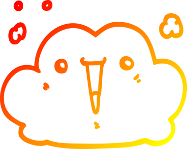 Sevimli bir karikatür bulutunun orjinal sıcak çizgi çizimi