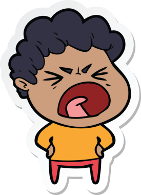 Öfkeli bir adamın orijinal çıkartması.