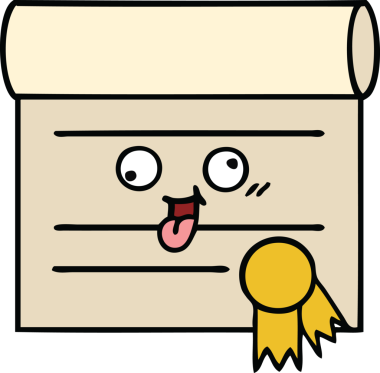 Bir sertifikanın orijinal şirin karikatürü