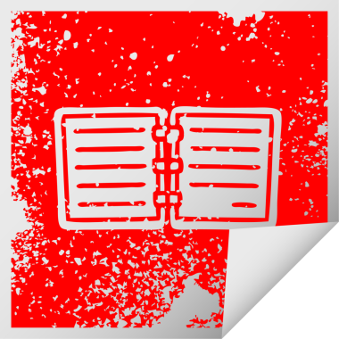 Bir not defterinin orijinal kare soyulmuş çıkartma sembolü