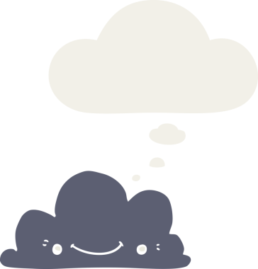 Geçmişe dönük düşünce baloncuklu orijinal şirin çizgi film bulutu