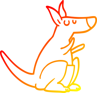 Bir karikatür kangurusunun orjinal sıcak çizgi çizimi