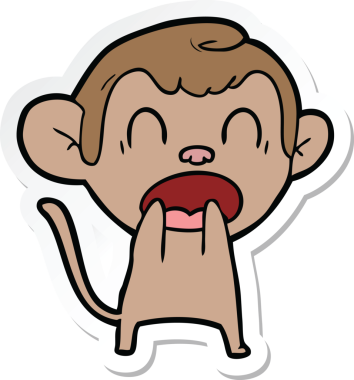 Bağıran çizgi film maymununun orijinal çıkartması.