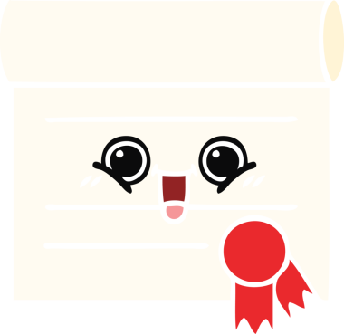 Bir sertifikanın orijinal düz renk retro karikatürü