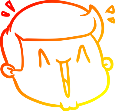 Mutlu bir erkek çizgi film karakterinin orjinal sıcak çizgi çizimi