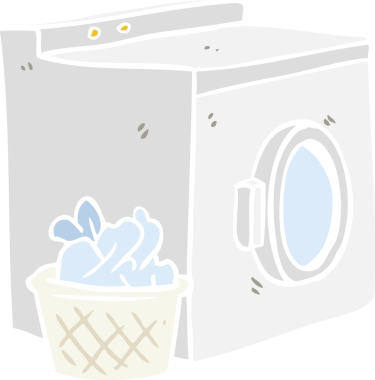 Orijinal düz renk çizgi film çamaşır makinesi