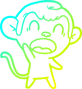 Bağıran bir çizgi maymunun orjinal soğuk eğimli çizimi