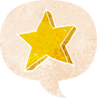 Konuşma baloncuğu ile orijinal çizgi film yıldızı grunge sıkıntı retro desenli tarzı