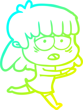 Orijinal soğuk gradyan çizgi çizimi, yorgun bir kadın.