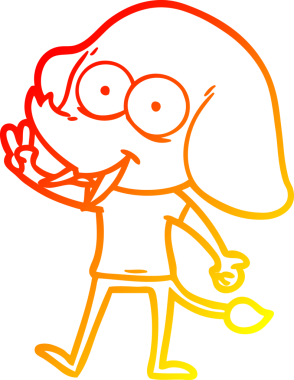 Mutlu bir karikatür filinin orjinal sıcak çizgi çizimi