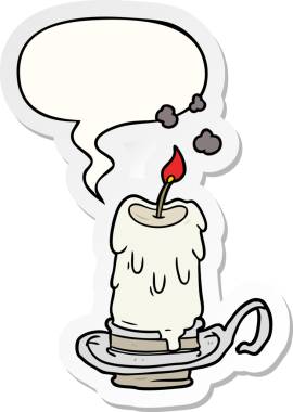 orijinal karikatür eski ürkünç mum mum ile konuşma balonu çıkartması