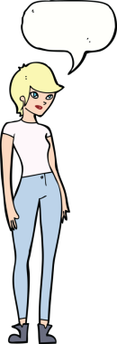 orijinal karikatür modern çekici kadın konuşma balonu ile