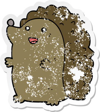 Mutlu kirpi çizgi filminin orijinal sıkıntılı çıkartması.