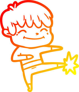 Orijinal sıcak çizgi çizgi film çizimi mutlu bir çocuk.