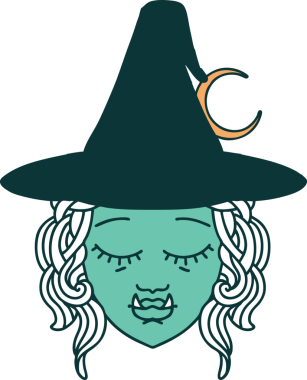 Orijinal Retro Dövme Biçimi yarım ork cadı yüzü