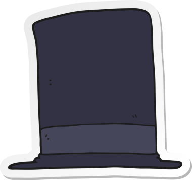 Çizgi film silindir şapkasının orijinal çıkartması.