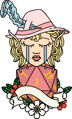 Orijinal Retro Dövme Tarzı Ağlayan Elf Karakter Yüzü