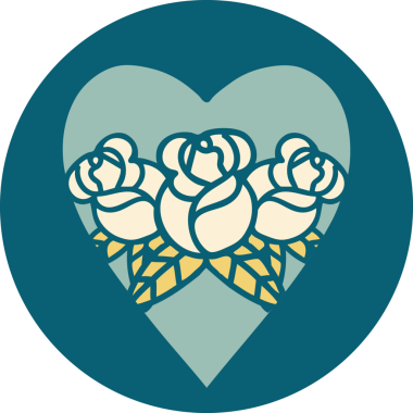 Bir kalp ve çiçeğin orijinal ikonik dövme görüntüsü