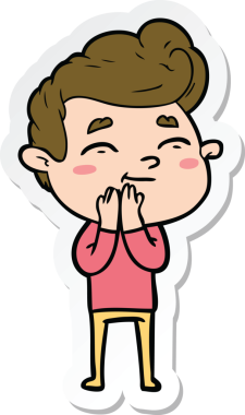 Mutlu bir karikatürcünün orijinal çıkartması.