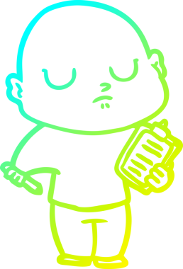 Çizgi film karakteri kel bir adamın orijinal soğuk gradyan çizimi