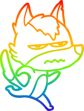 Orijinal gökkuşağı gradyan çizgi çizimi sinir bozucu bir kurdun