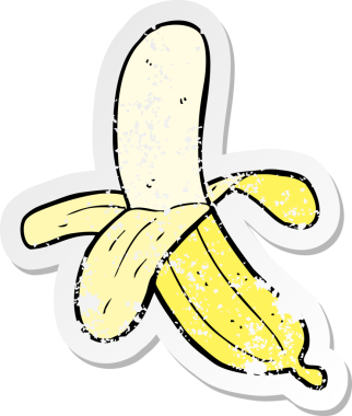 Orijinal gerilim dolu çizgi film muz etiketi.