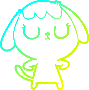 Tatlı bir çizgi film köpeğinin orijinal soğuk gradyan çizimi